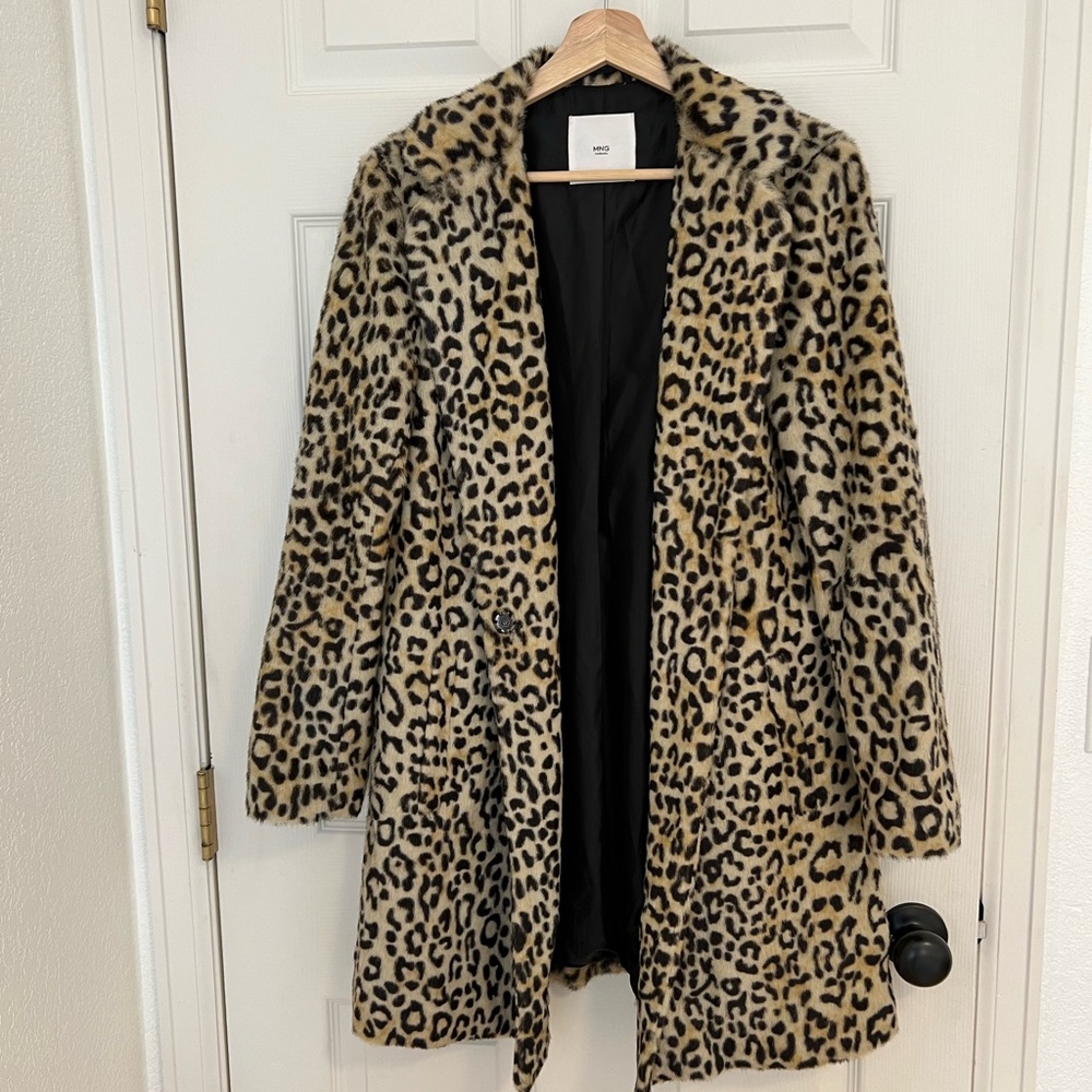 Mango leopard coat small